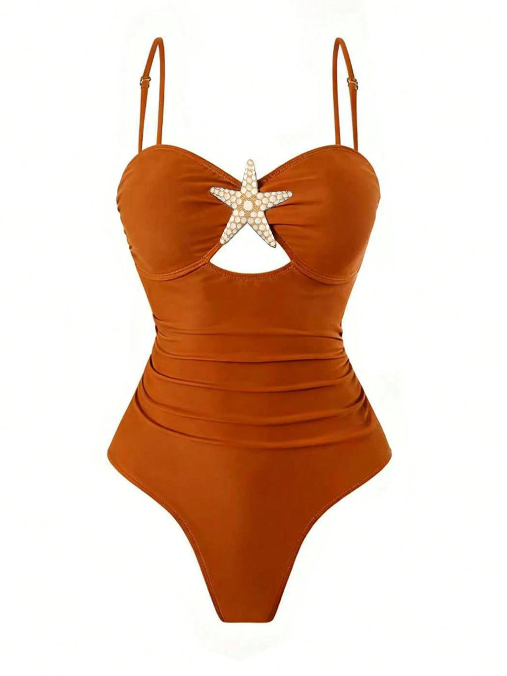 Swim Oasis Women Summer Beach Holiday Hollow-Out Starfish Decor Ruched Tummy Control One-Piece Swimsuit With - image 17