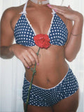 Women's Y2k Gingham Bow Bikini Set 2 Piece Bikini Shorts Sets Halter
