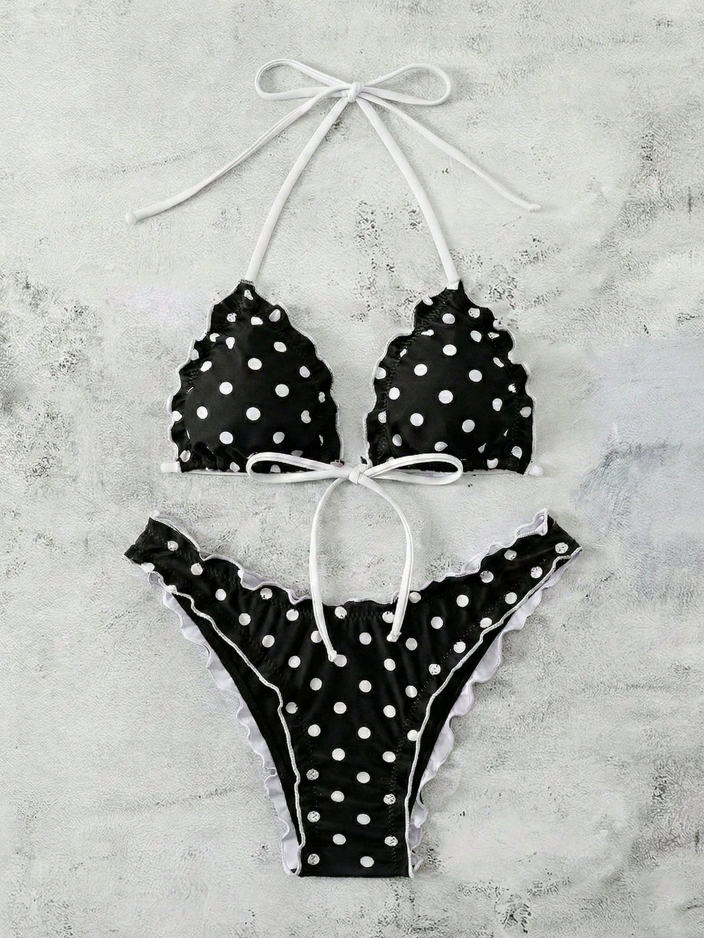 Swim Mod Women's Summer Polka Dot Print Camisole Tie Bow Bikini Two Pieces Swimwear Beach Holiday Vacation - image 13