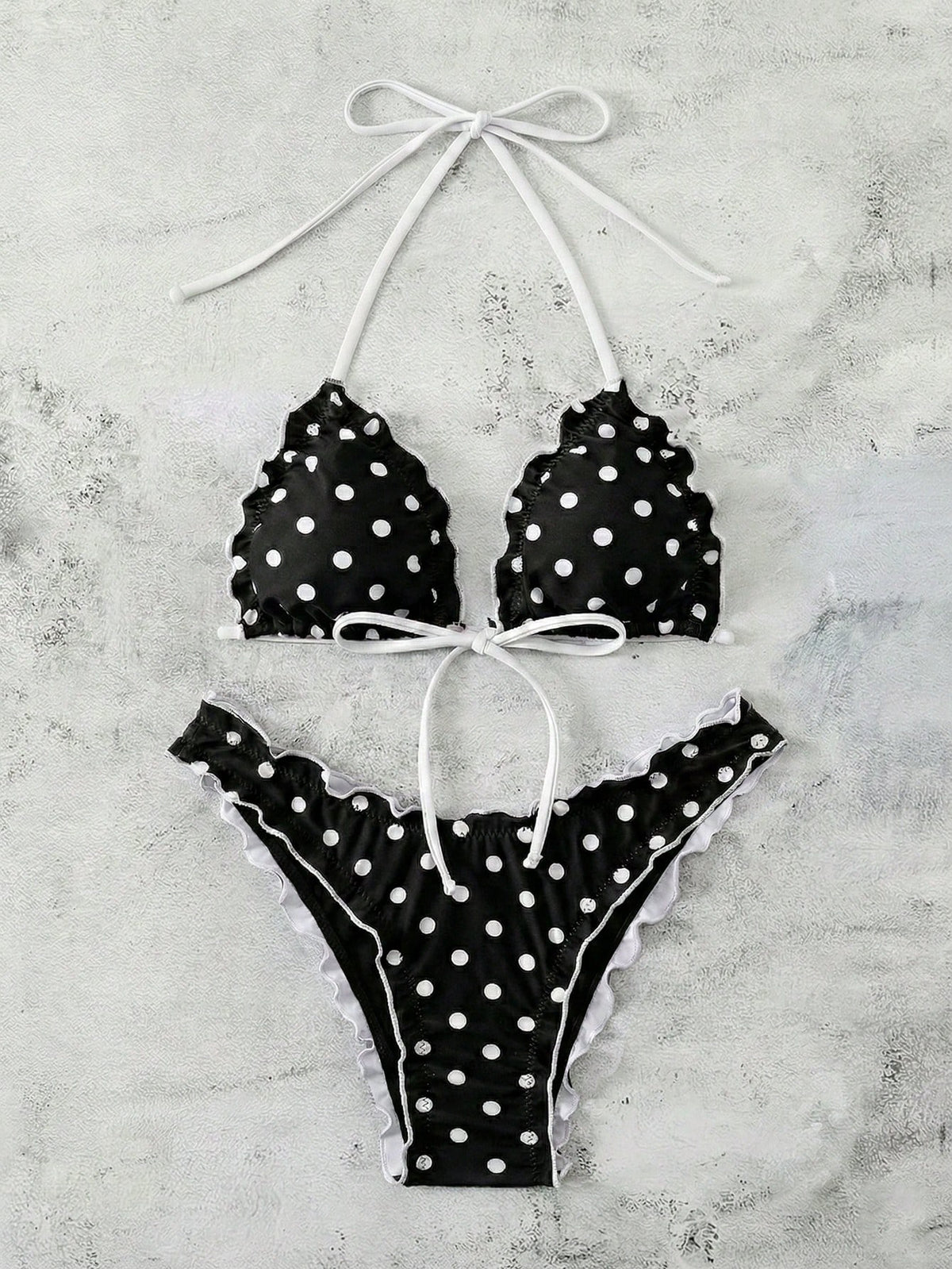 Swim Mod Women's Summer Polka Dot Print Camisole Tie Bow Bikini Two Pieces Swimwear Beach Holiday Vacation - image 13