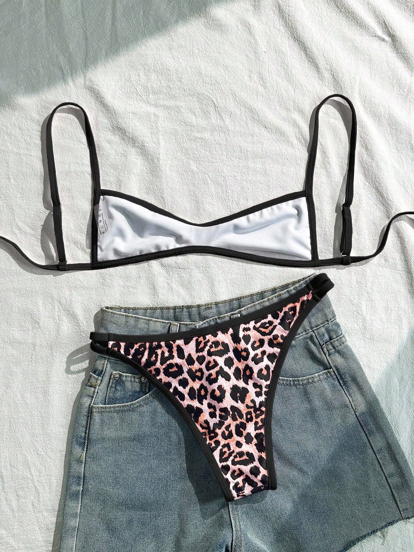 Swim Mod Women's Bikini Swimwear Set,Red And Cheetah