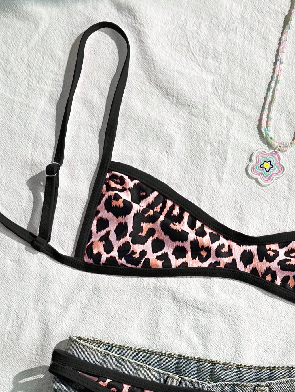 Swim Mod Women's Bikini Swimwear Set,Red And Cheetah