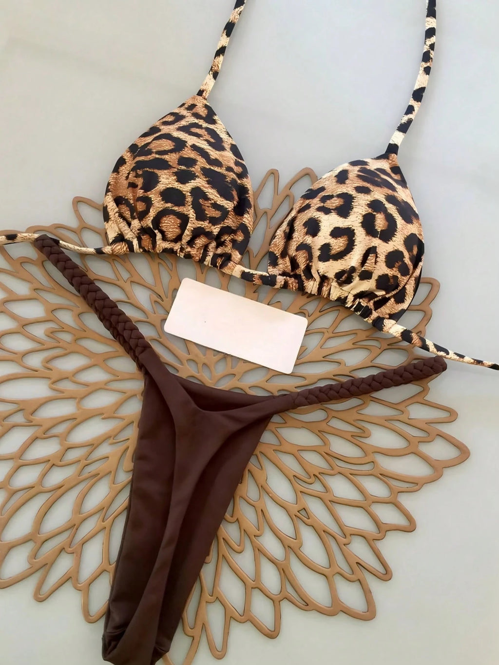 2pcs Bohemian Floral Print Tie-Up Braided Bikini Swimwear, Casual, Cute, Elegant, Sexy, Beach Vacation,
