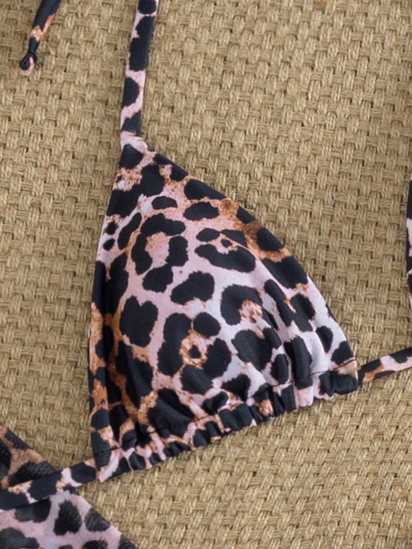 4pcs Women's Leopard Print Bikini Set With Chiffon Cover-Up And Headscarf