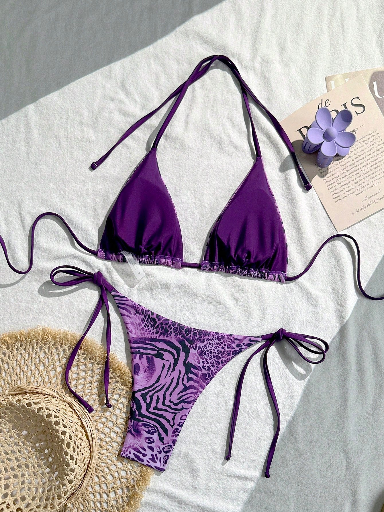 Sexy Vintage Leopard Print Pattern Bikini Two Pieces Swimwear For