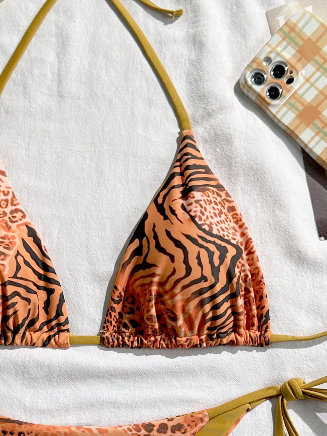 Sexy Vintage Leopard Print Pattern Bikini Two Pieces Swimwear For