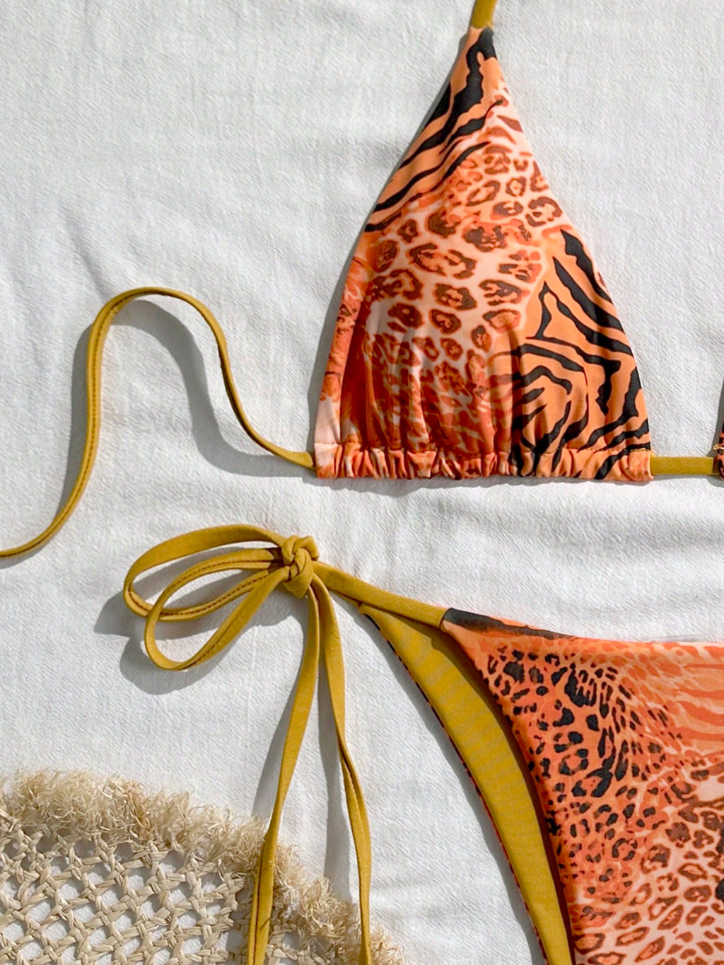 Sexy Vintage Leopard Print Pattern Bikini Two Pieces Swimwear For