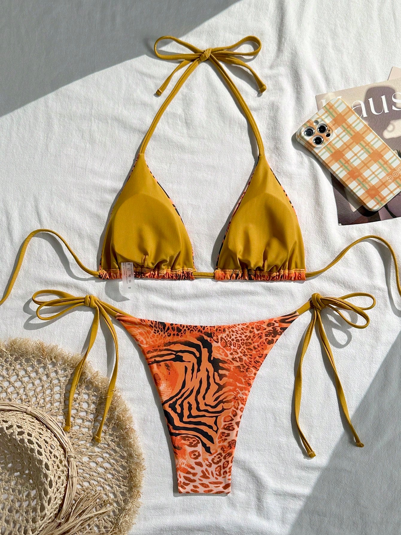 Sexy Vintage Leopard Print Pattern Bikini Two Pieces Swimwear For