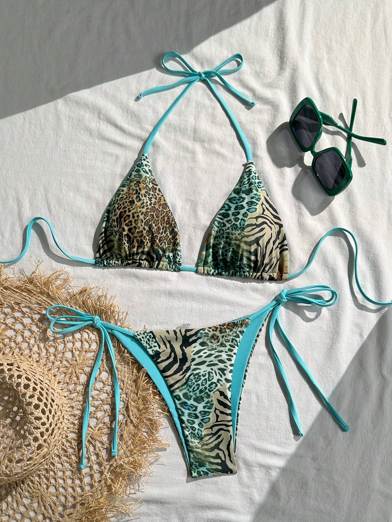 Sexy Vintage Leopard Print Pattern Bikini Two Pieces Swimwear For