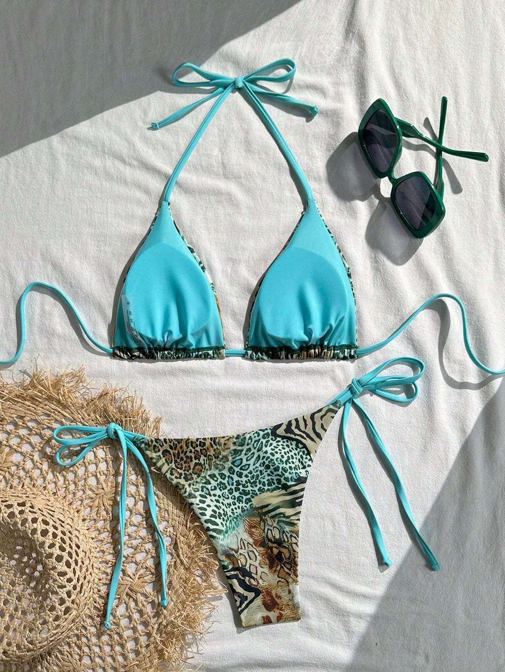 Sexy Vintage Leopard Print Pattern Bikini Two Pieces Swimwear For