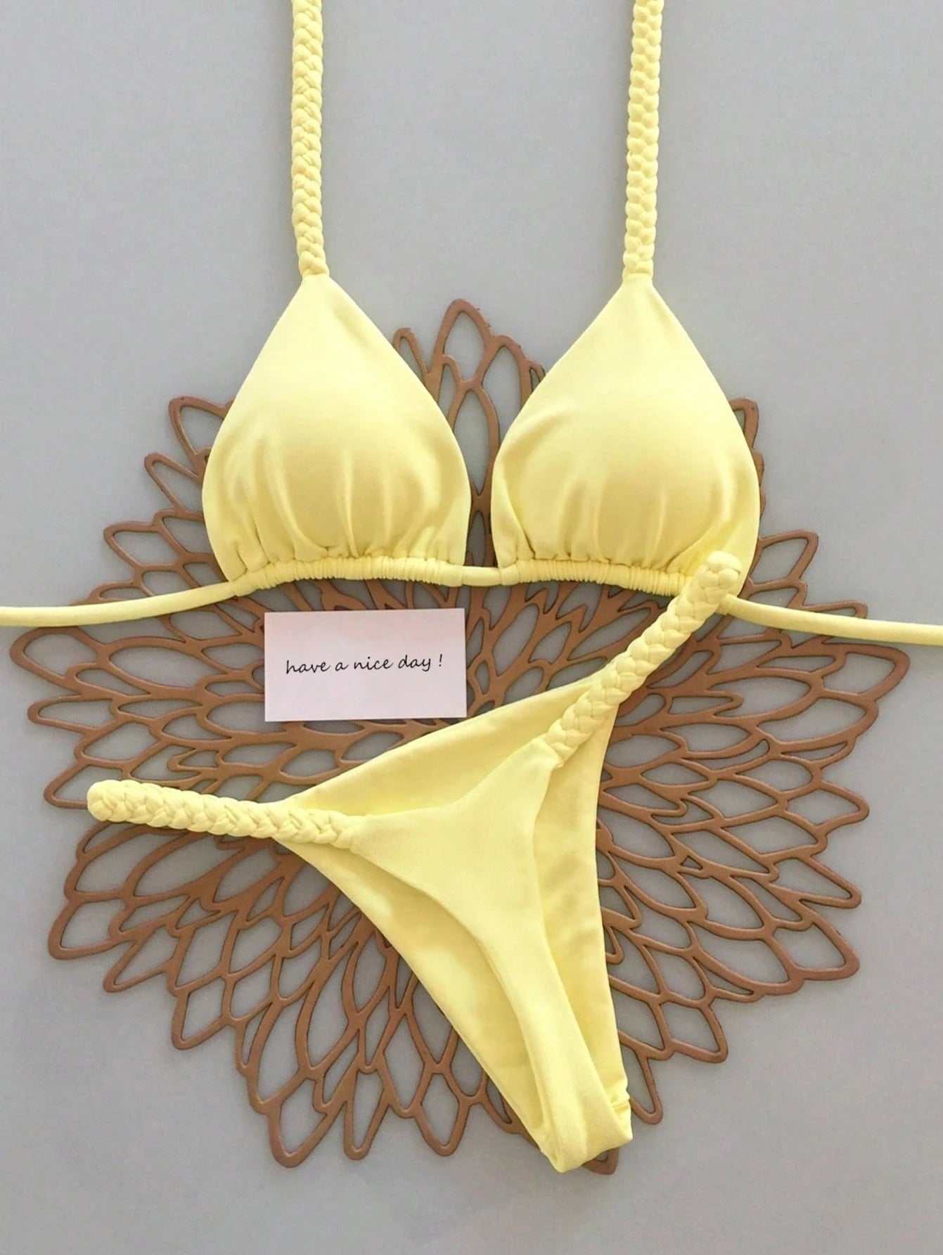 2026 Spring/Summer Black Woven Strap Women's Bikini Set, Sexy
