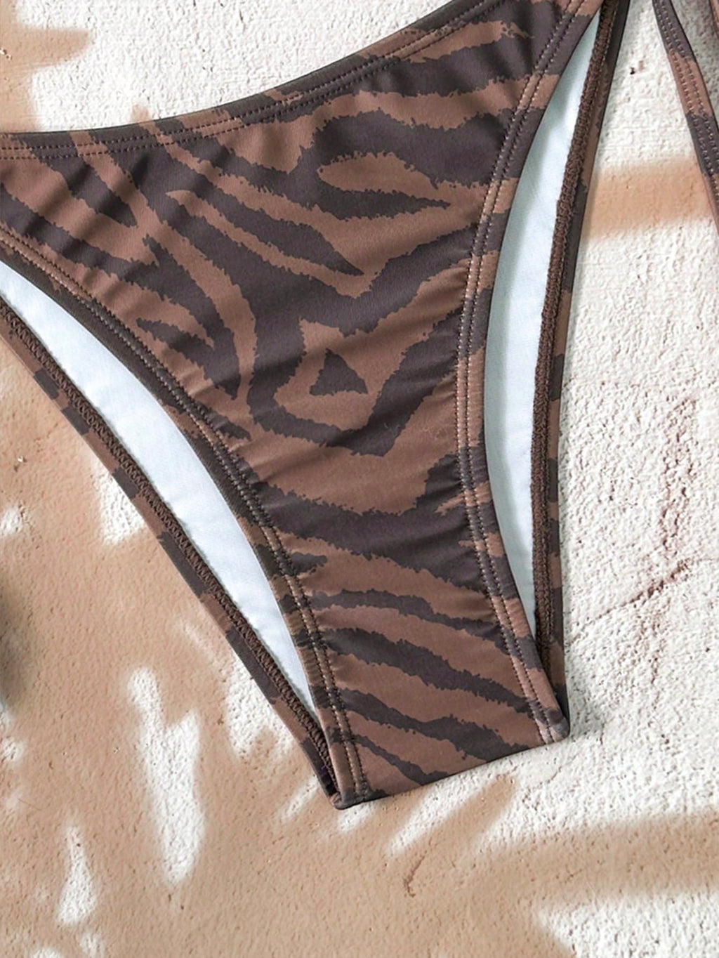 Swim Vcay Women's All-Over Print Halter Twist Front Bikini Set Zebra