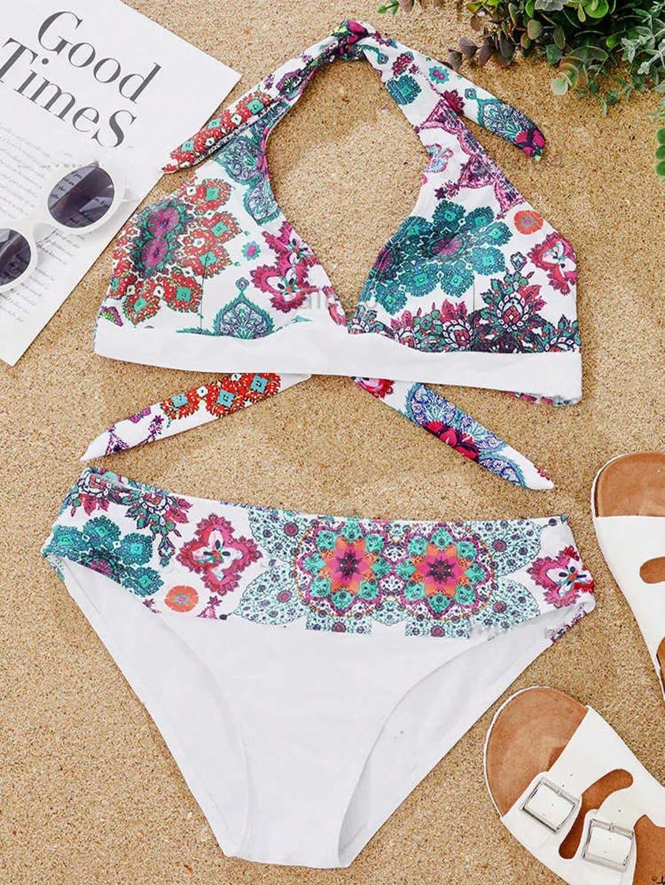 Floral Print Bikini Set For Beach Vacation Summer