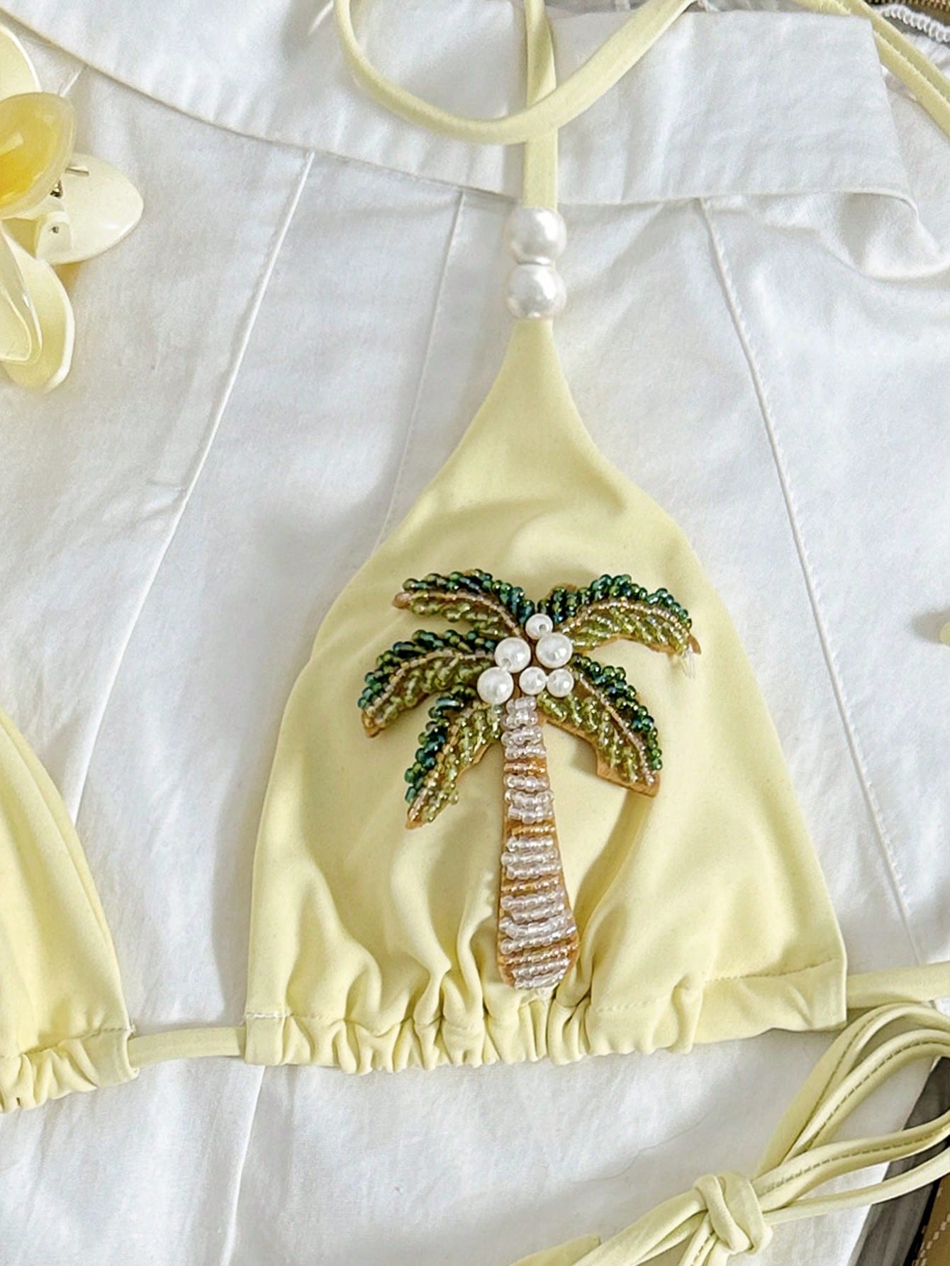 Swim Vcay Women's Yellow Swimwear,Elegant Vintage Ocean Decor Bikini Solid Casua