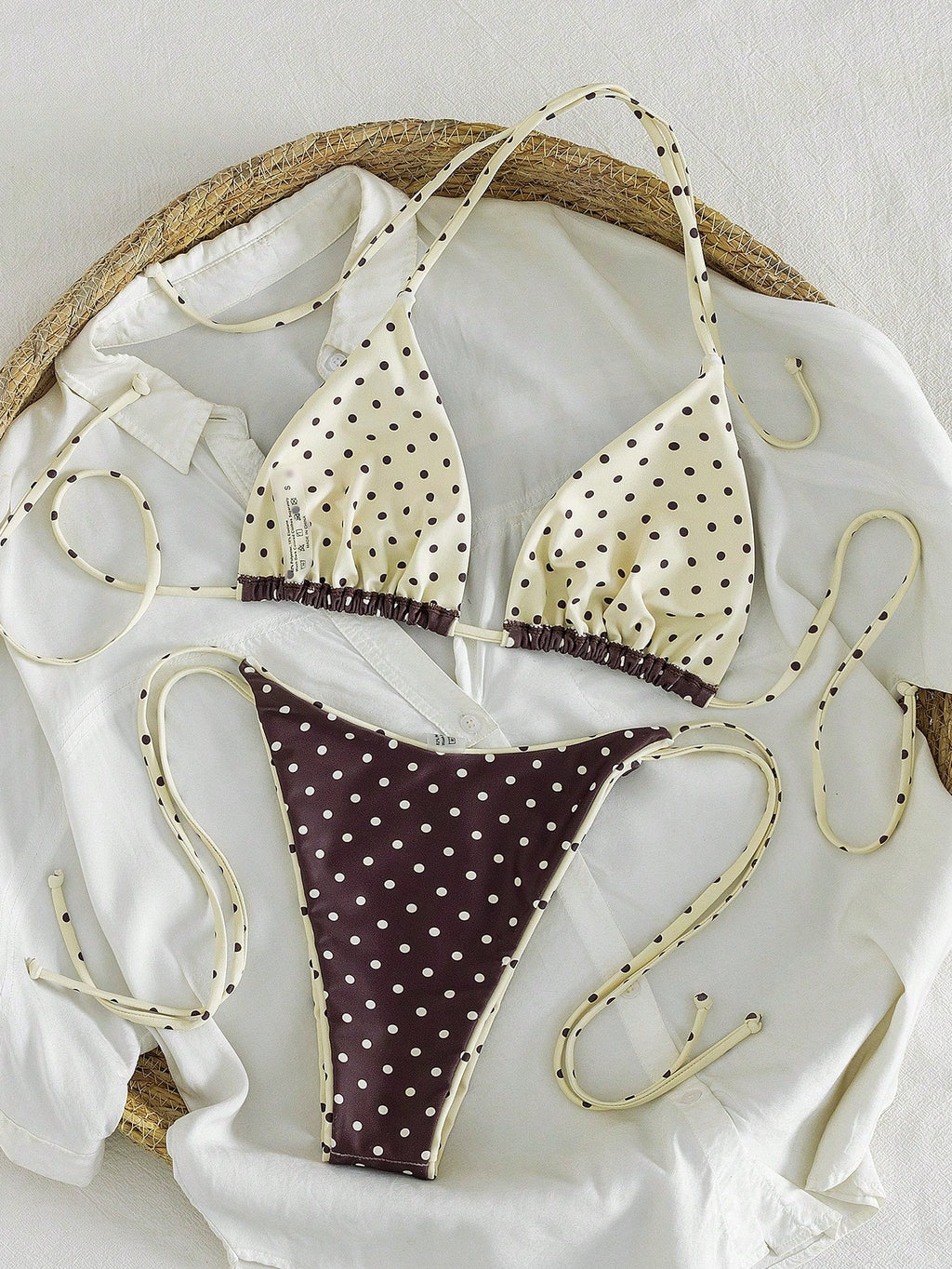 Women's Leopard Print Halter Neck Tie Sexy Bikini Set, Summer Beach Vacation Sty
