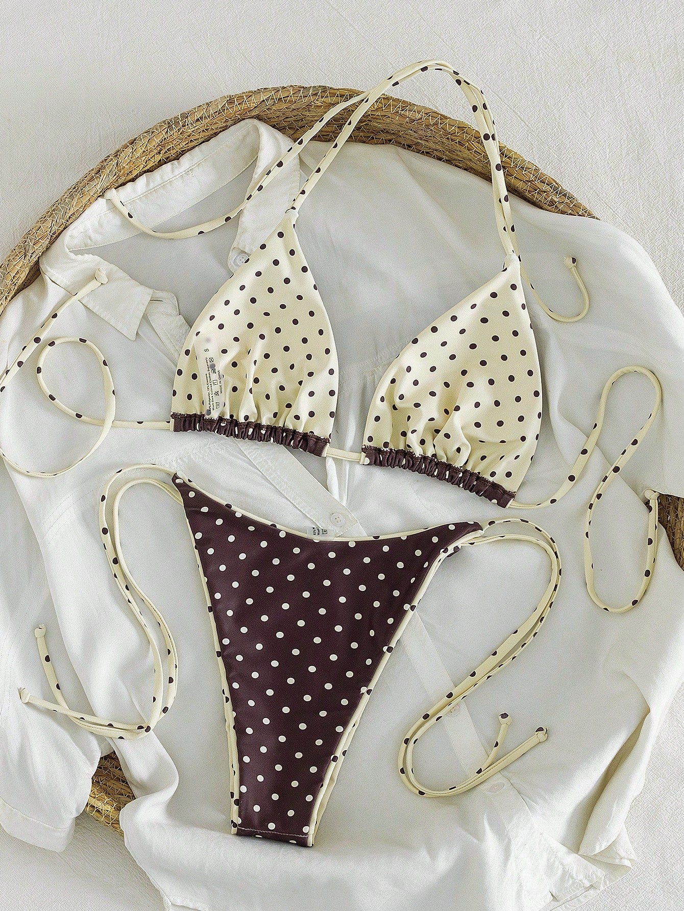 Women's Leopard Print Halter Neck Tie Sexy Bikini Set, Summer Beach Vacation Sty