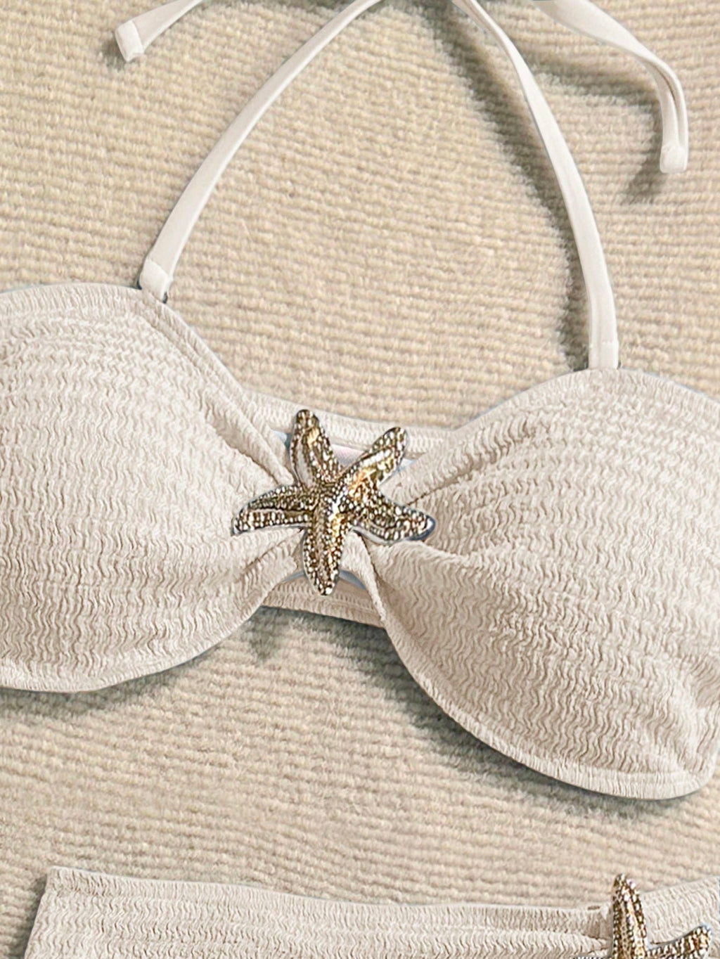 Soleia Women's Cute Dusky Blue Summer Beach Vacation Holiday 3-Piece Bikini Set