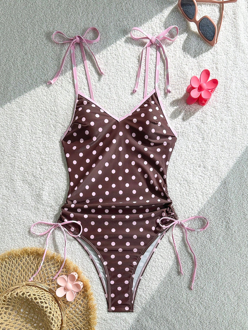 Swim Vcay Women's Solid Color Spaghetti Strap Tie Front One-Piece Swimsuit, Spring/Summer - image 17