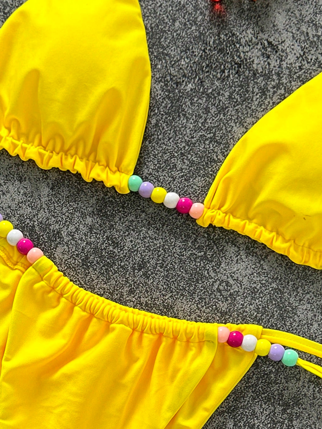 Sexy Women's Colorful Beaded Camisole Swimwear With Tie-Up Swim