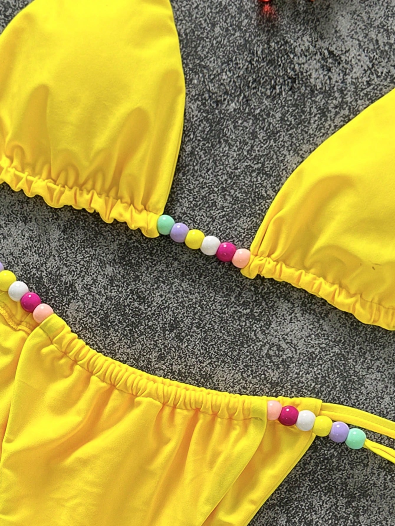 Sexy Women's Colorful Beaded Camisole Swimwear With Tie-Up Swim
