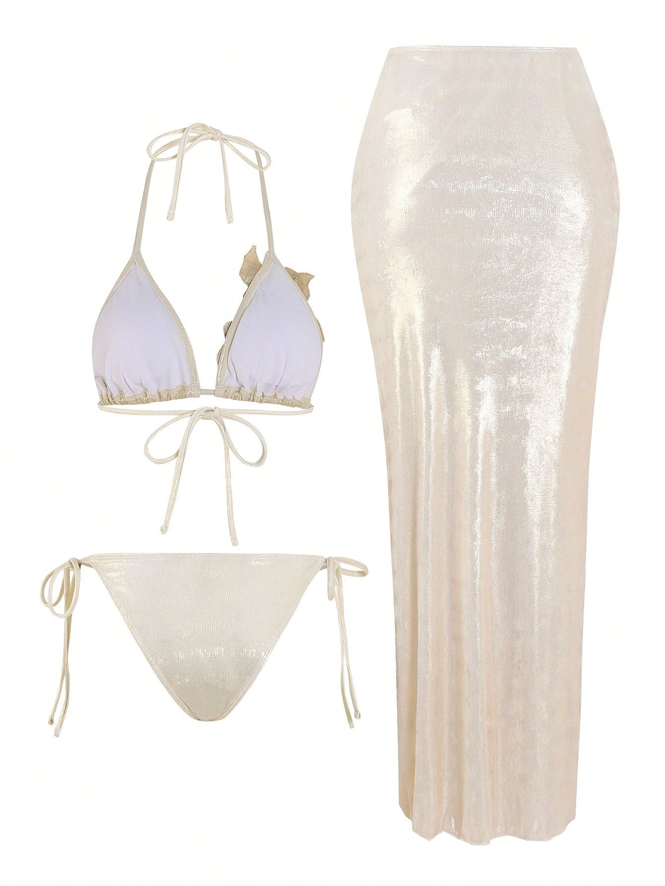 Swim Oasis 3pcs/Set Pink Glittery Summer 70s Retro Holiday Party High-End Shiny