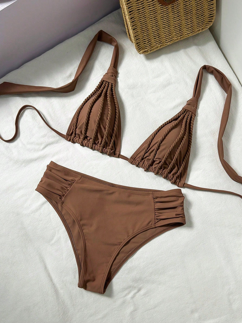 Bonvoyette Women's Elegant Casual Vacation Halter Bikini Set, Handmade Rope Isla