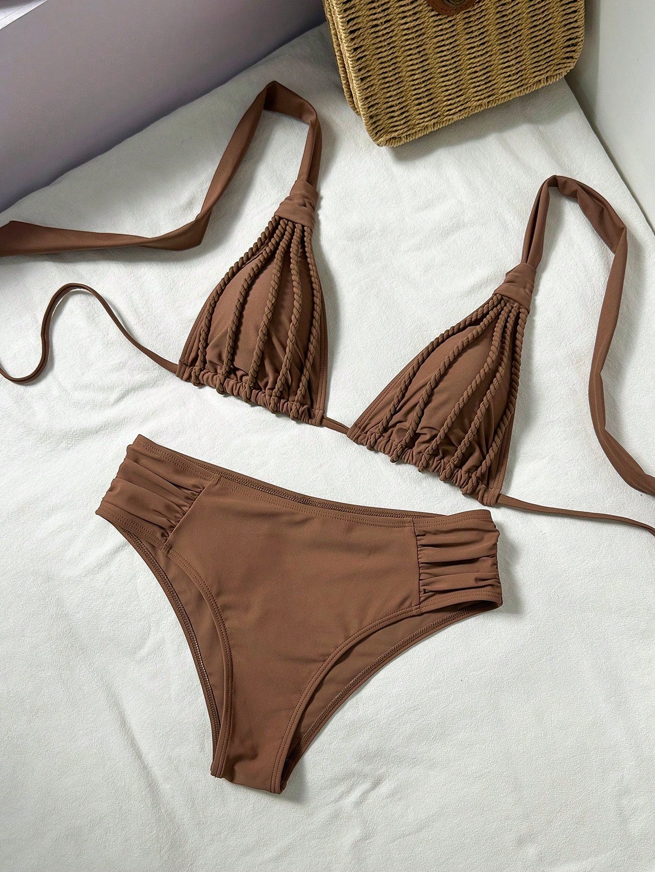 Bonvoyette Women's Elegant Casual Vacation Halter Bikini Set, Handmade Rope Isla