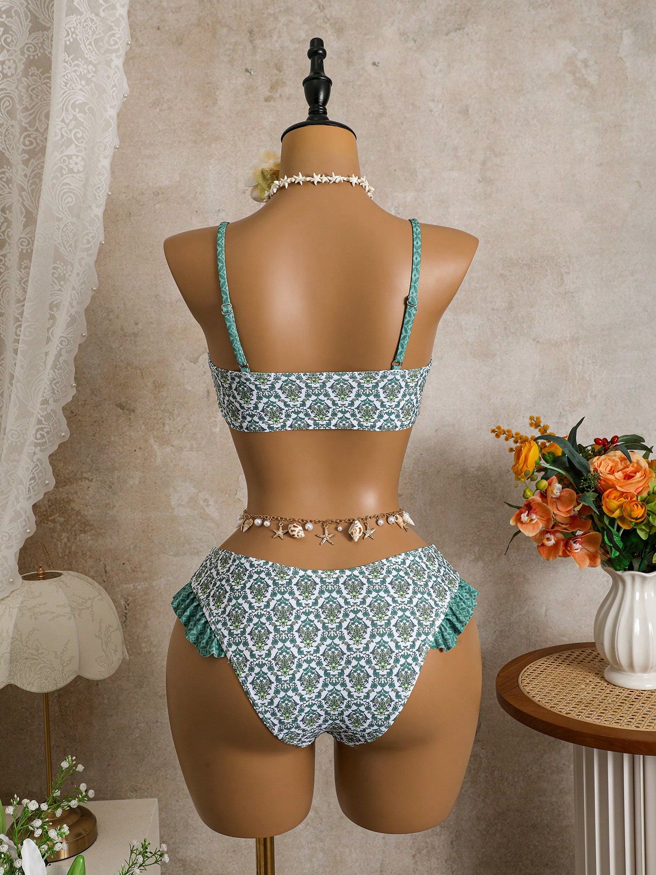 Bellisia Women's Summer Beach Floral Print Ruffle Trim Sexy Bikini Swimwear Set - image 9