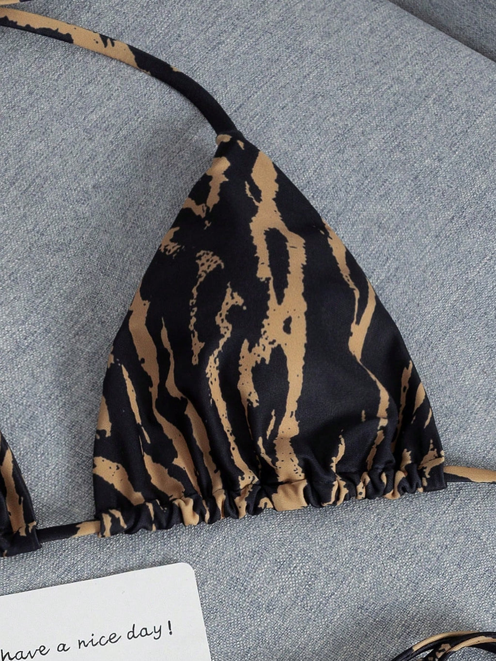 2026 Fashion Sexy Faux Wood Grain Personalized Print Women's Bikini