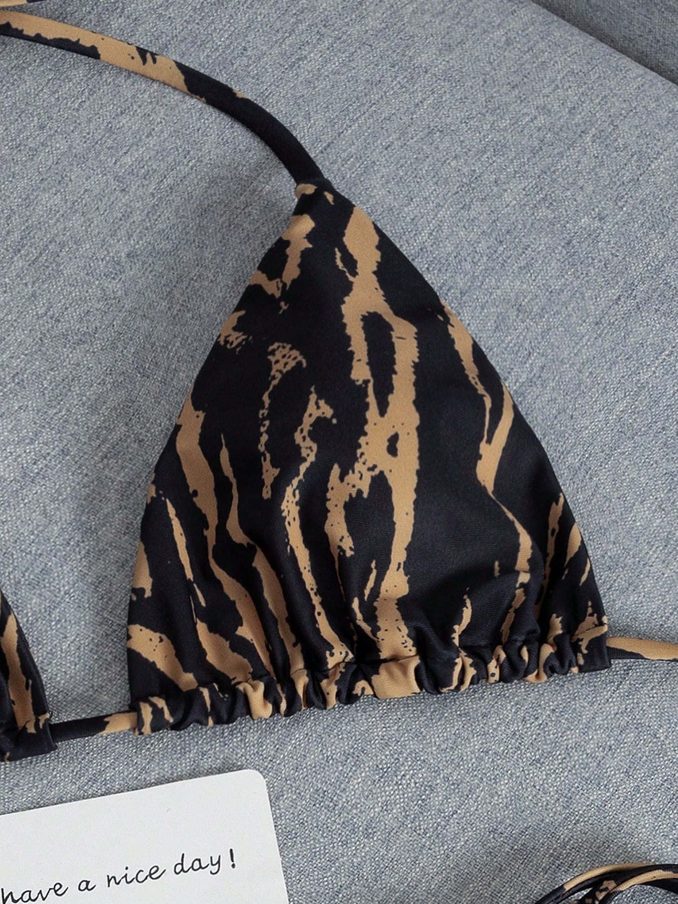 2026 Fashion Sexy Faux Wood Grain Personalized Print Women's Bikini
