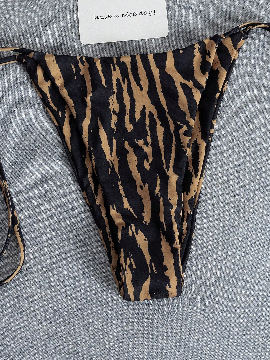 2026 Fashion Sexy Faux Wood Grain Personalized Print Women's Bikini