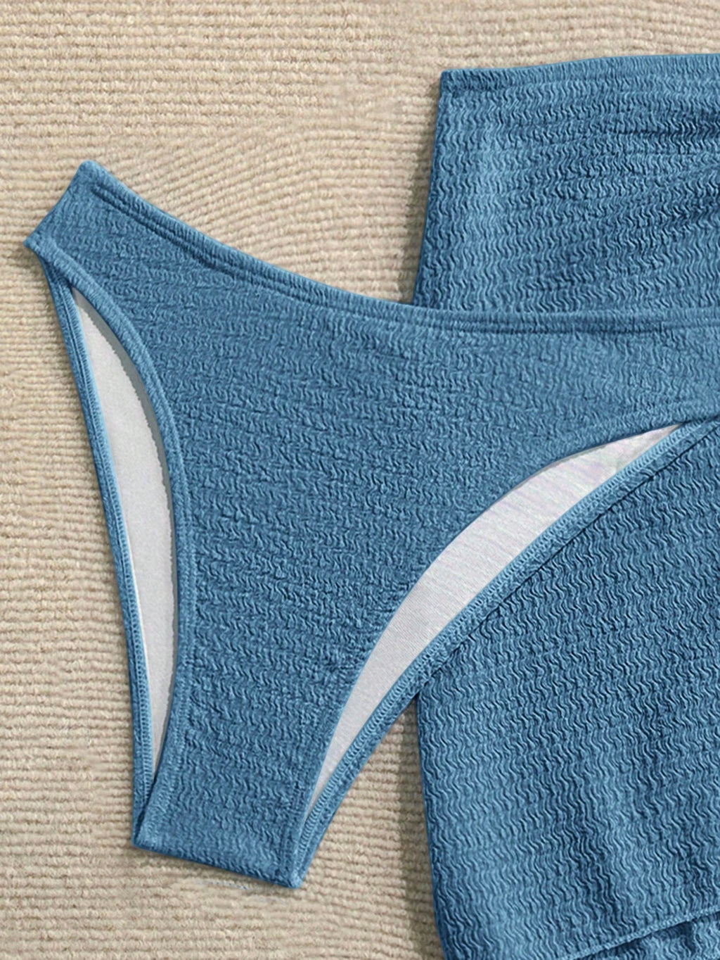 Soleia Women's Cute Dusky Blue Summer Beach Vacation Holiday 3-Piece Bikini Set