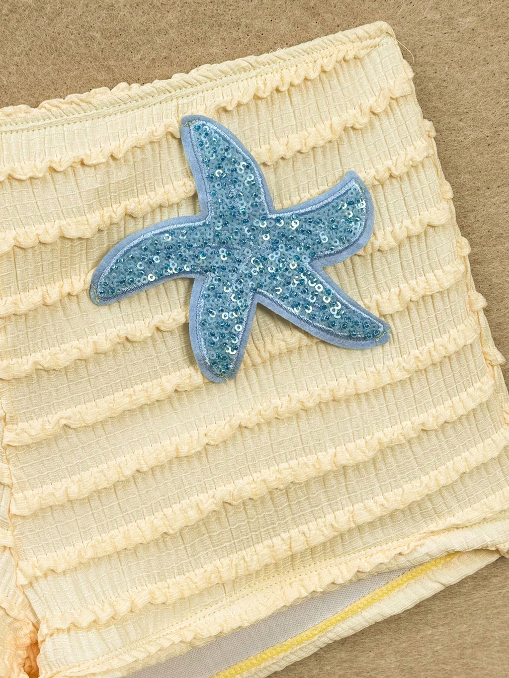 Swim SXY Summer Spring New Multi-Color Goose Yellow Textured Fabric Ocean Starfi