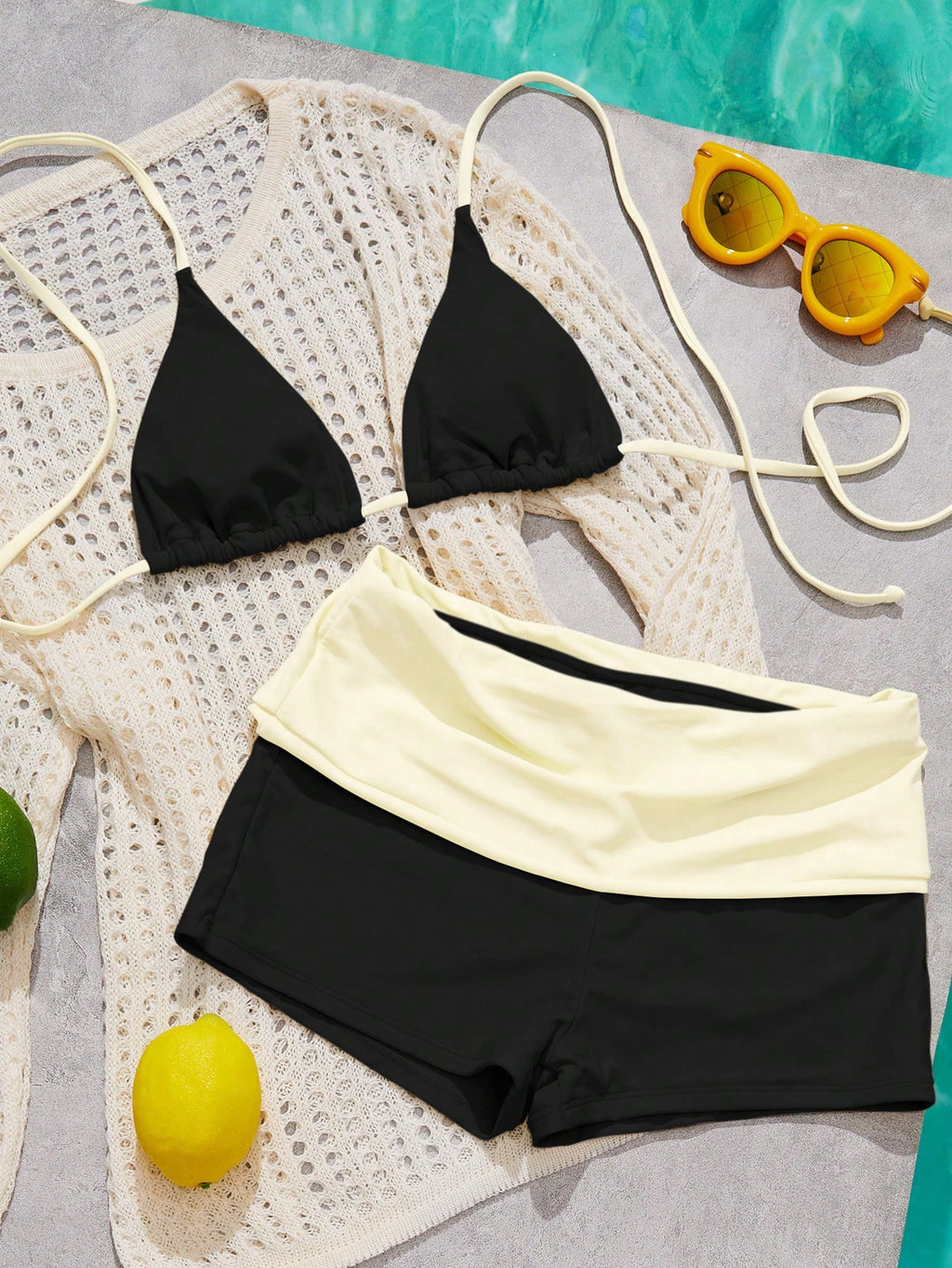Sultry Sol Women's Retro Bikini Swimsuit, Suitable For Beach, Casual