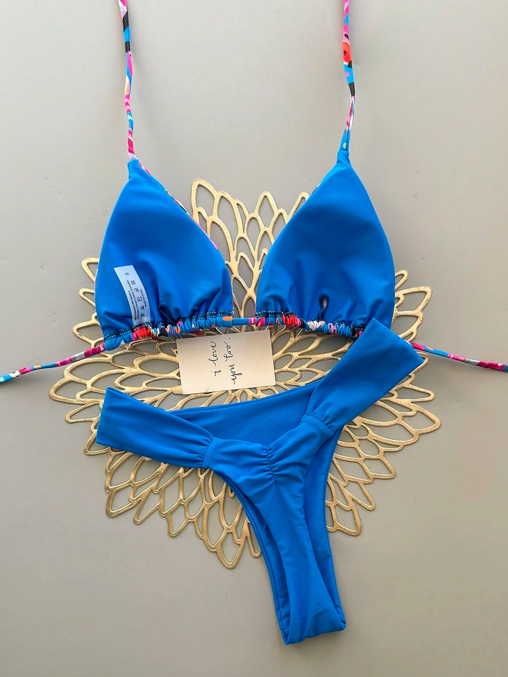 Women's Casual Spaghetti Strap Drawstring Bikini Set, Colorful Banana