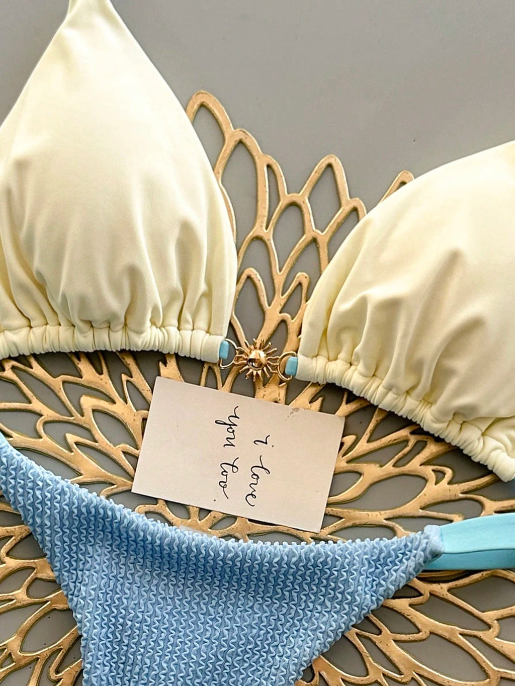 2pcs Casual Elegant Sexy Bohemian Floral Tie-Up Braided Bikini