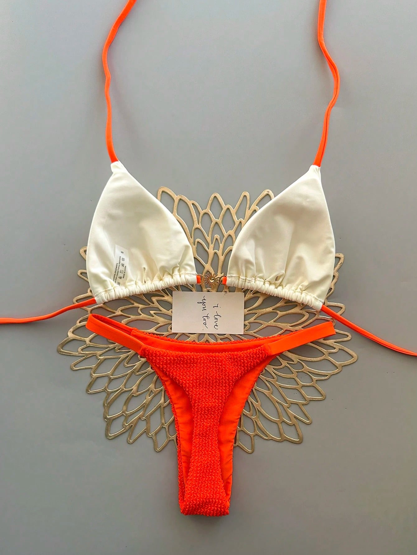 2pcs Casual Elegant Sexy Bohemian Floral Tie-Up Braided Bikini