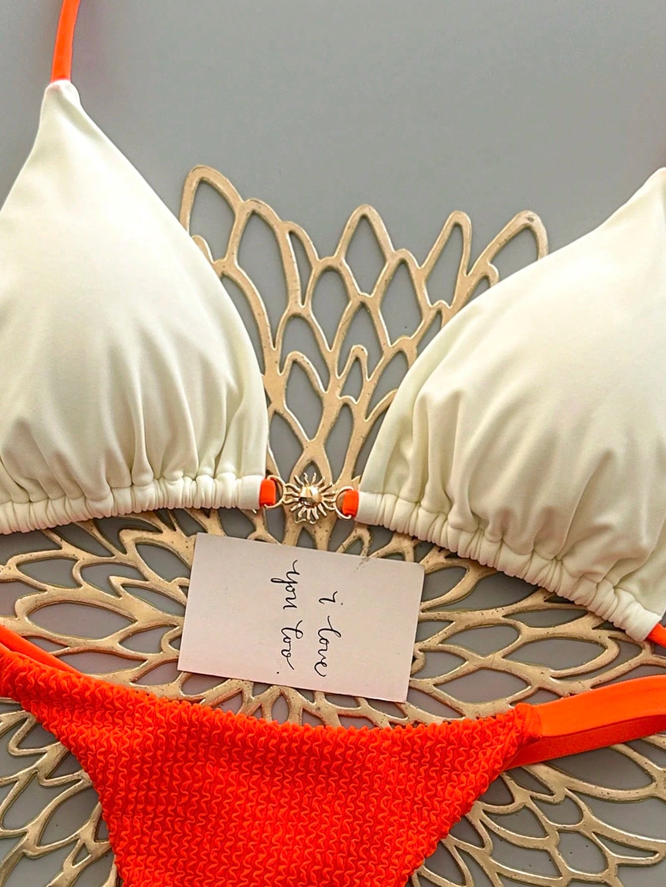 2pcs Casual Elegant Sexy Bohemian Floral Tie-Up Braided Bikini