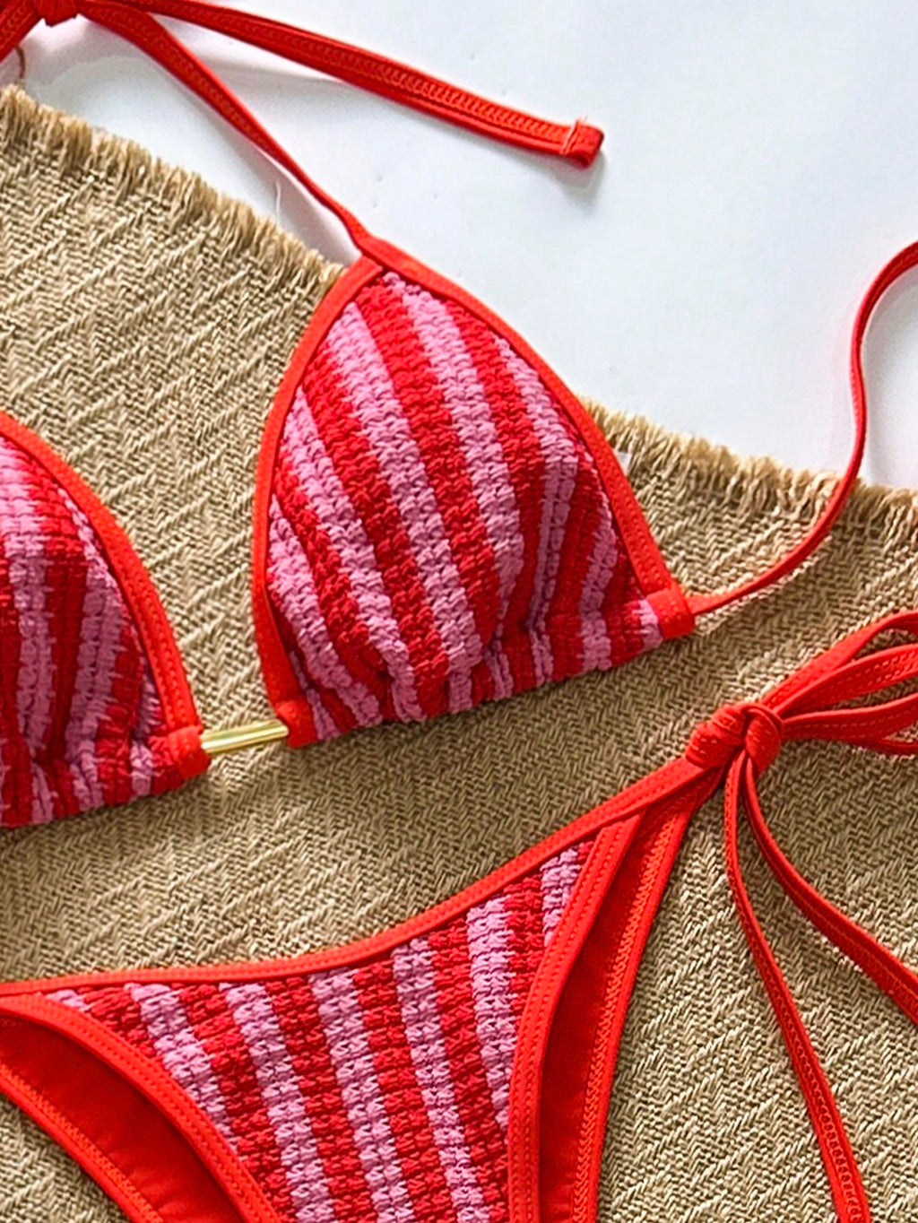 3pcs Women Crochet Bikini Set, Pants & Beach Cover Up, European Fashion Ladies Swimwear For Summer Holiday - image 20
