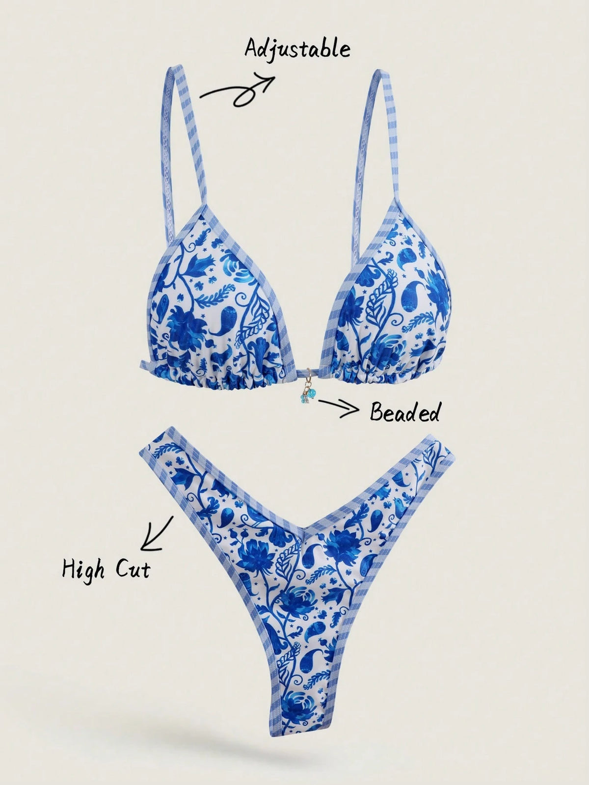 Elavelle Springbreak Women's Random Print Spaghetti Strap Sexy High