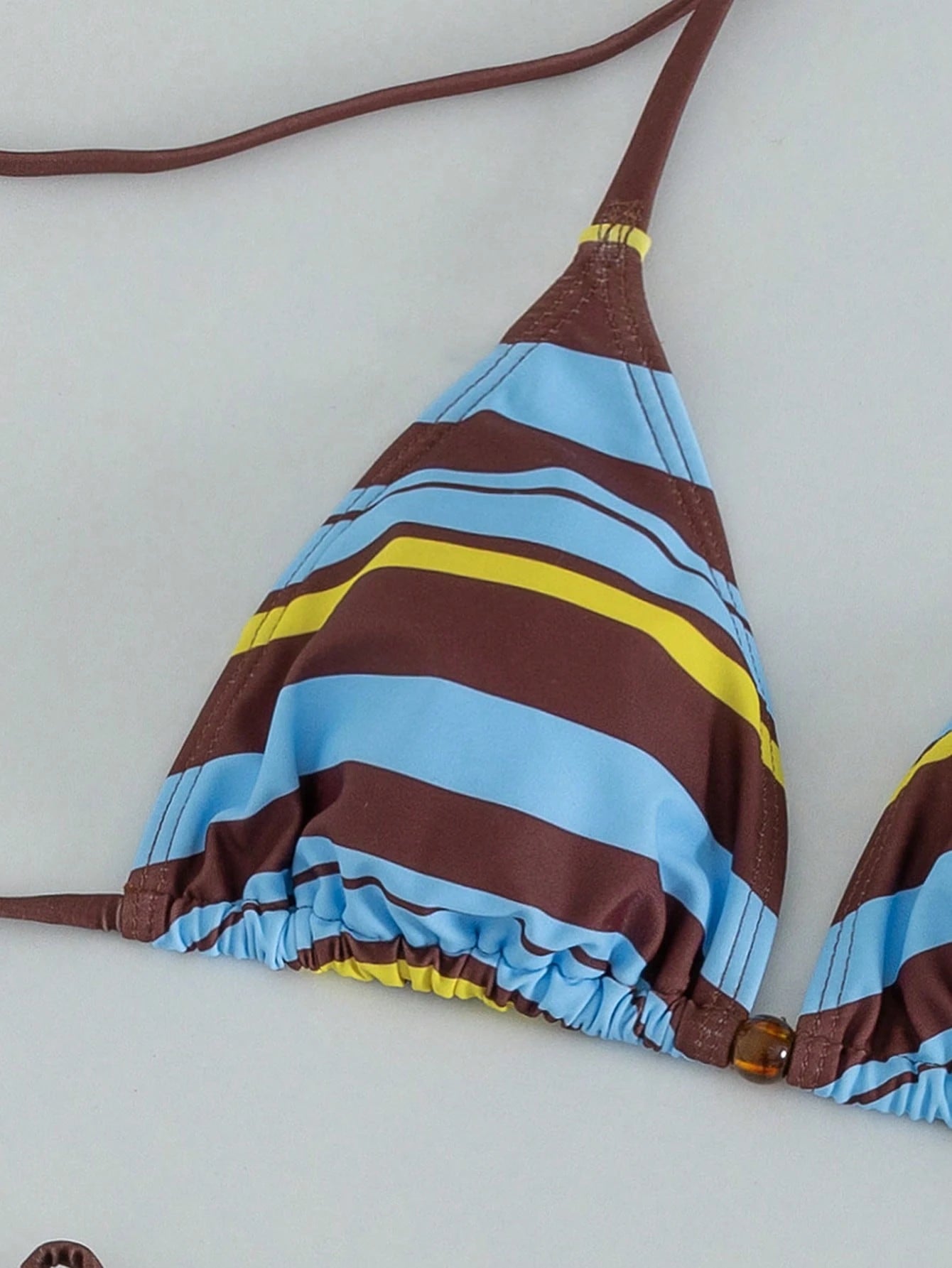 Swim Vcay Summer Vacation Sexy Striped Beaded Halter Backless