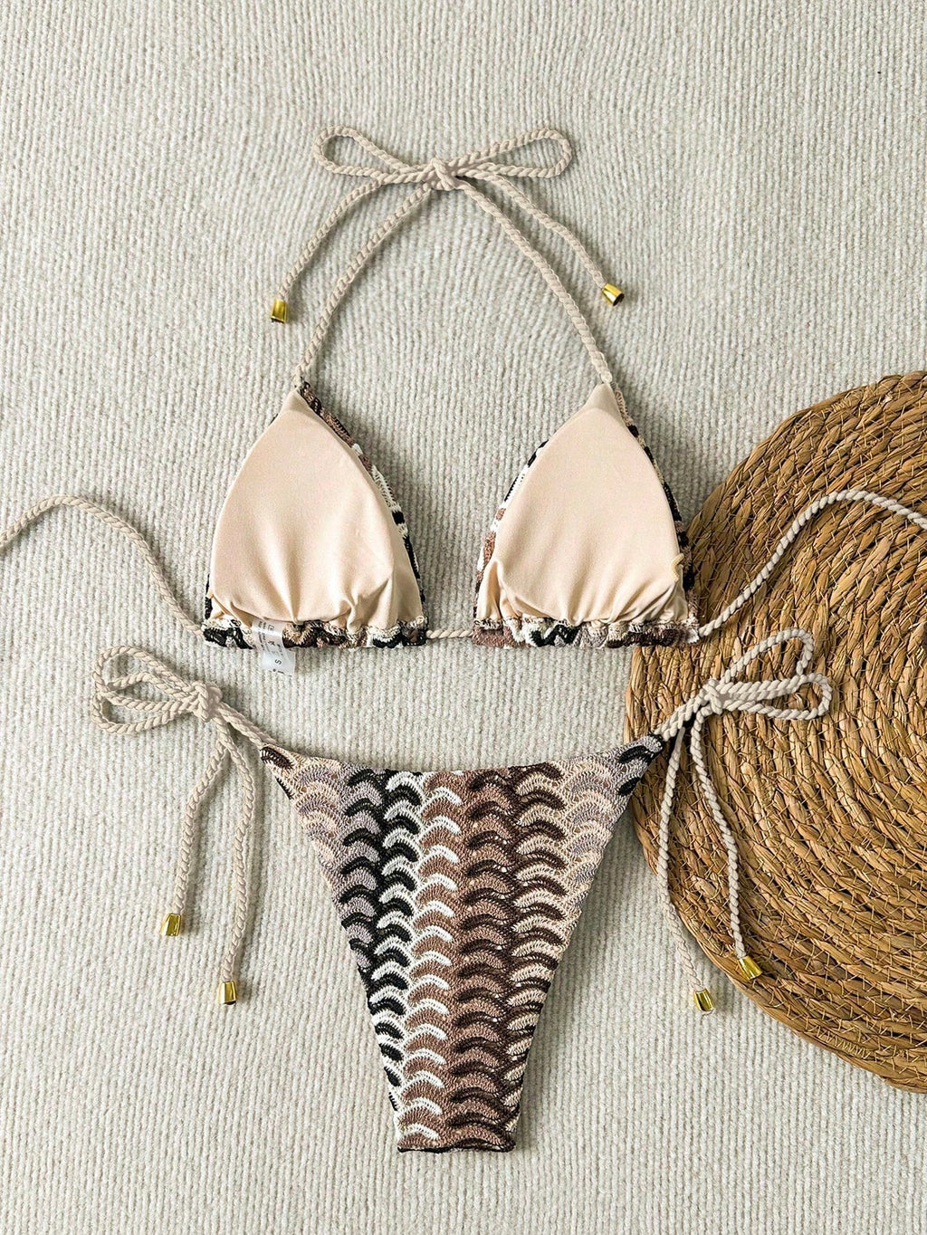 Swim Mod Women's Summer Holiday Beach Halter Allover Print Bikini Set - image 2