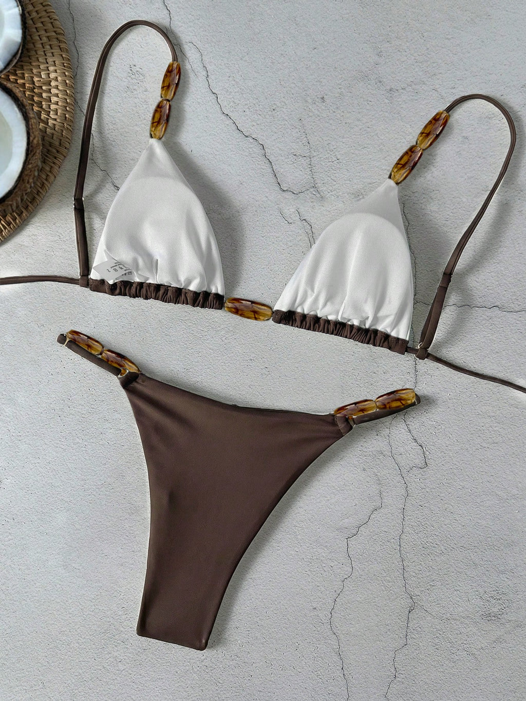 Bikinx Elegant Women's Spaghetti Strap Bikini Set With Beaded Details