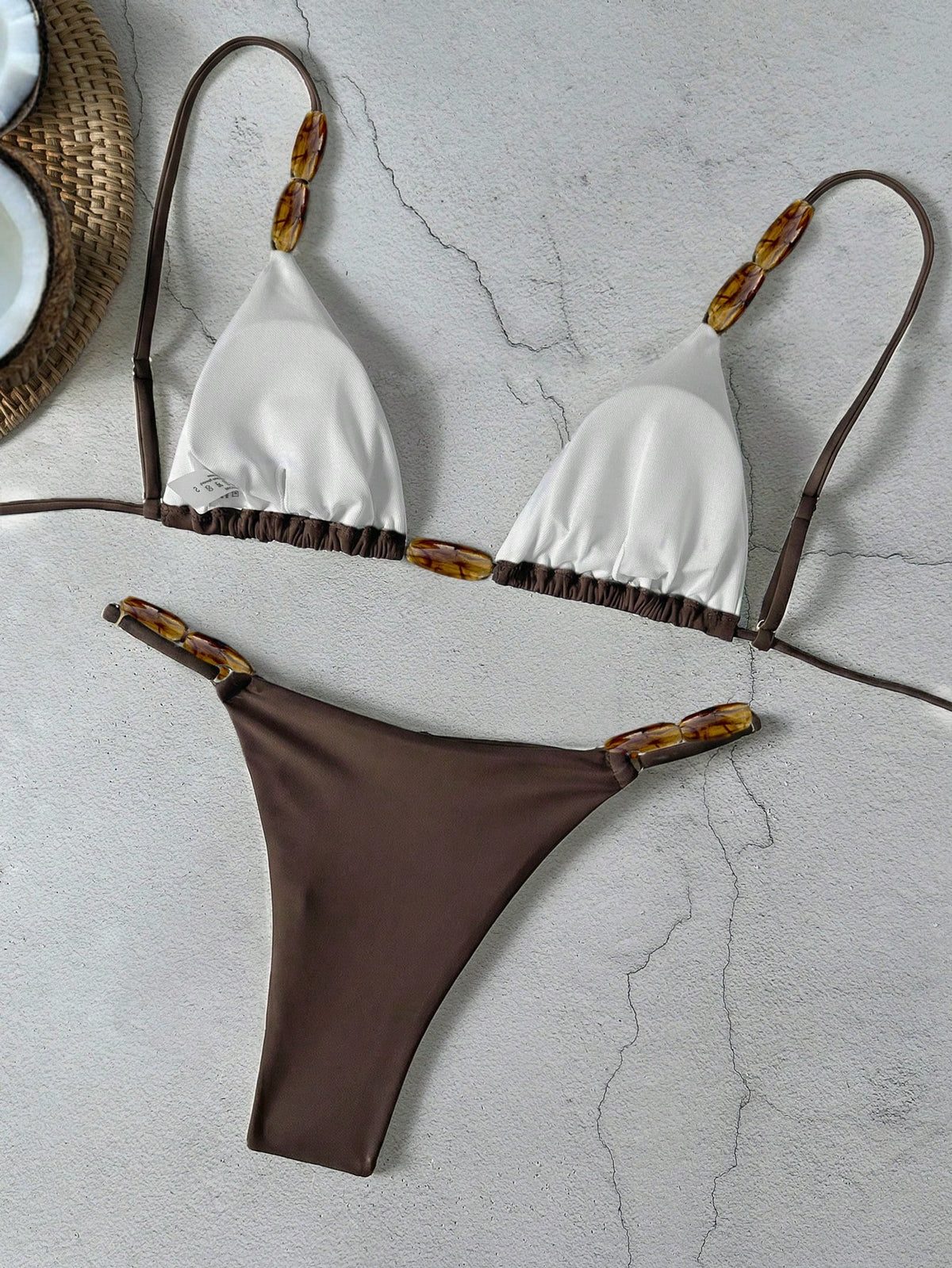 Bikinx Elegant Women's Spaghetti Strap Bikini Set With Beaded Details And Tie Side Bottom, High Stretch - image 16
