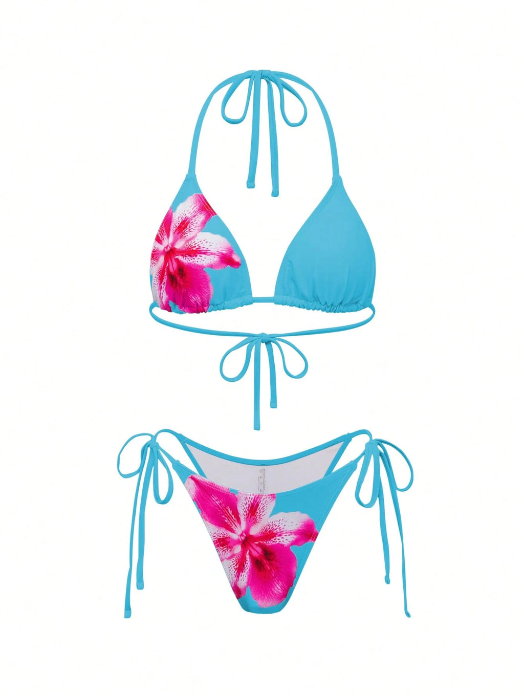 Swim SXY 4pcs Women's Pink Summer Casual Holiday Vacation Holiday Set:Halter Nec