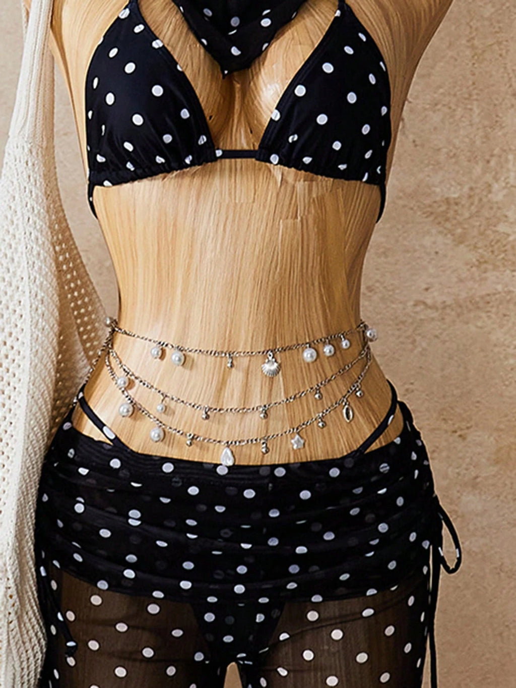 Women's Bikini Set, French Vintage Black & White Polka Dot Bikini