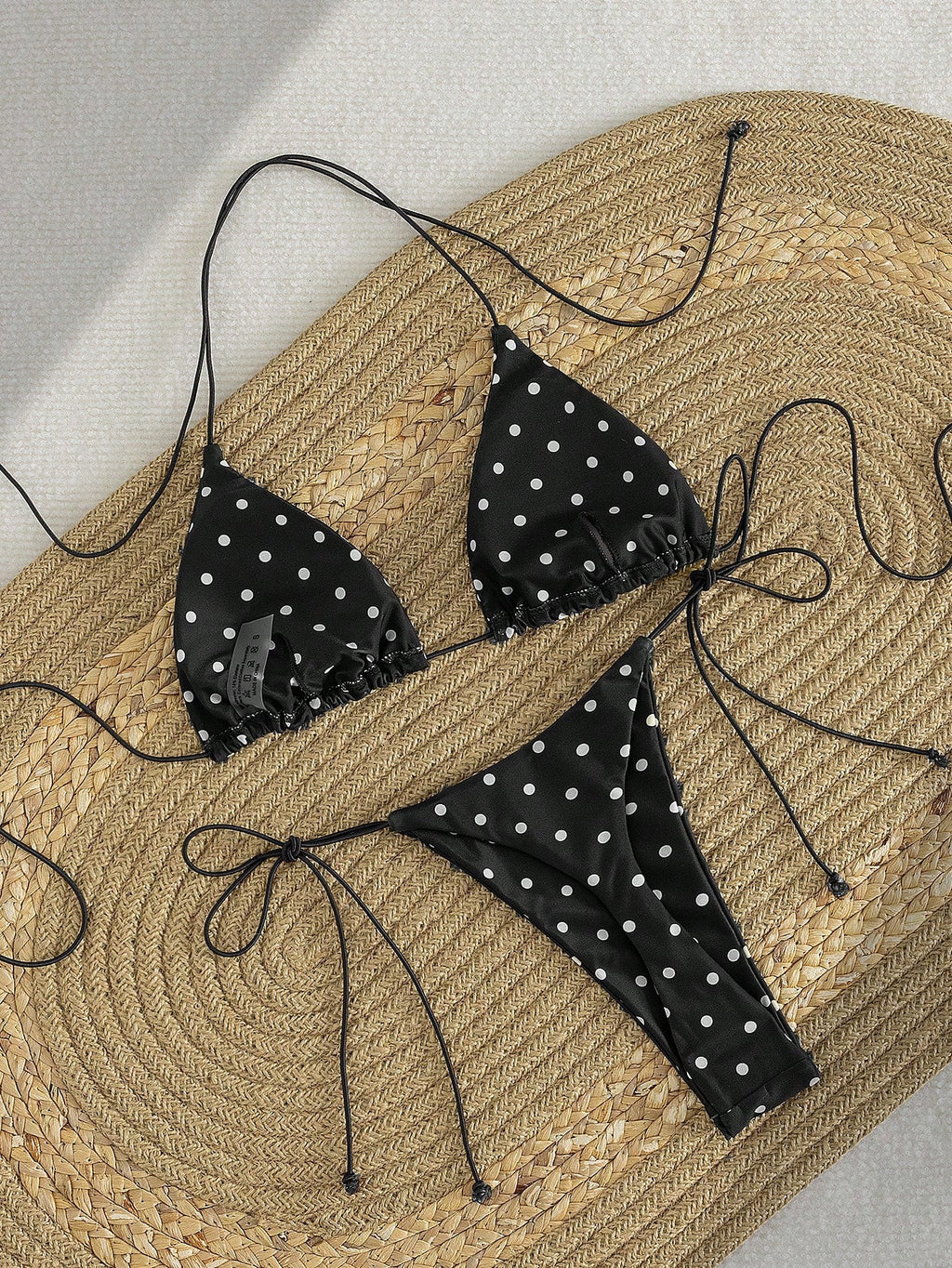 PEPPERMOLLY New Soft Polka Dot Pattern Sleeveless Criss-Cross Strap Bikini Set, Elegant Ladies Summer Beach - image 2