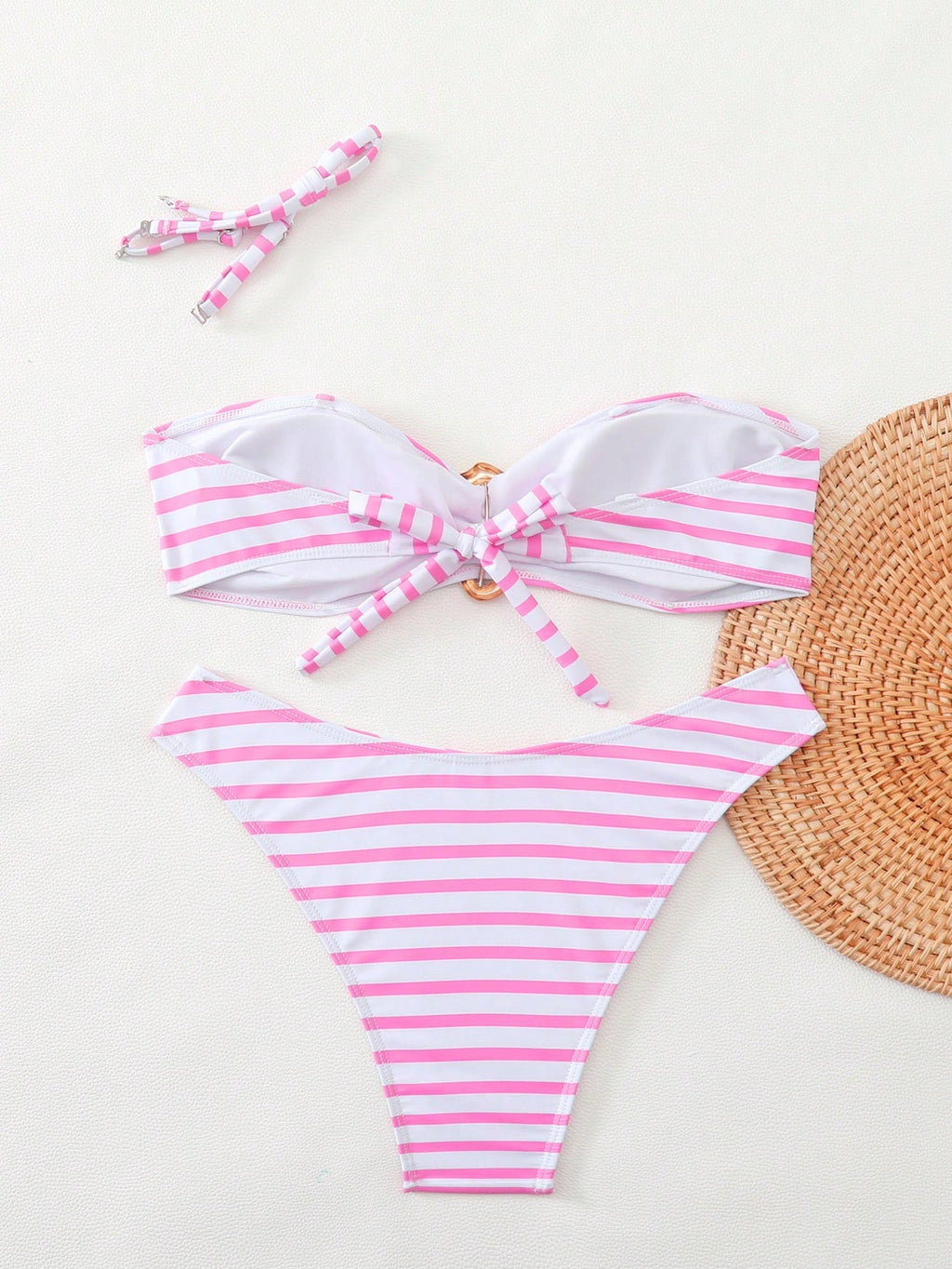 Swim Mod Women's 2-Piece Bikini Swimsuit,Blue And White Striped