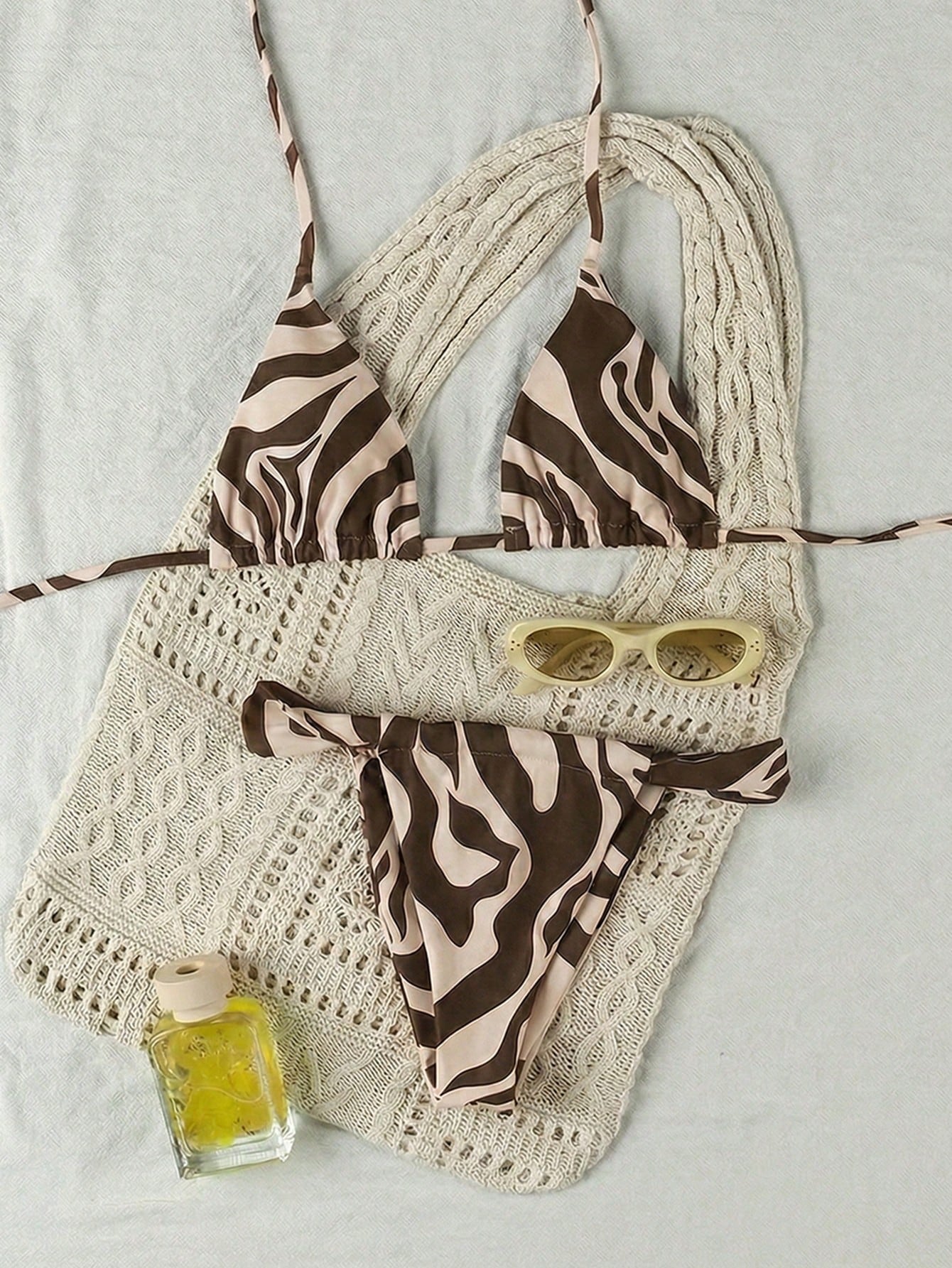 Women's Elegant Fashion Red & White Striped Print Sexy Halter Casual