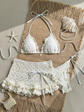 Swim Mod 3-Piece Set Pistachio Green Floral Textured Pearl Seashell